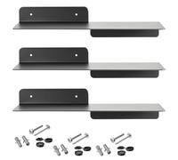 SOTECH Juego de 3 baldas flotantes de diseño Hover-I 350 x 130 x 78 mm Negro, de Pared, balda Flotante Incl. Juego de fijación, Moderna balda de Pared para baño, Cocina o salón