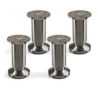 SOTECH Juego de 4 100 mm x Patas de Mueble Alpha Ajustables | aspecto de acero fino cepillado, capacidad de carga hasta 250 kg
