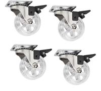 SOTECH Juego de 4 ruedas decorativas de diseño para muebles RAPID -Ø 50 mm transparentes con freno, capacidad de carga 35 Kg, altura 64 mm