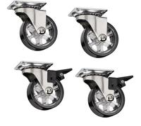 SOTECH Juego de 4 ruedas decorativas para muebles RAPID Ø 50 mm negras (2 x con freno + 2 sin freno), capacidad de carga 35 Kg, altura 64 mm
