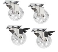 SOTECH Juego de 4 ruedas decorativas para muebles RAPID Ø 50 mm transparentes (2 x con freno + 2 sin freno), capacidad de carga 35 Kg, altura 64 mm