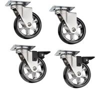 SOTECH Juego de 4 ruedas decorativas para muebles RAPID Ø 75 mm negras 2 | x con freno + 2 sin capacidad de carga 35 Kg, altura 97 mm
