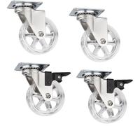 SOTECH Juego de 4 ruedas decorativas para muebles RAPID Ø 75 mm transparentes (2 x con freno + 2 sin freno), capacidad de carga 35 Kg, altura 97 mm