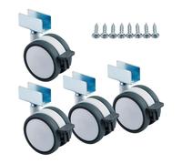 SOTECH juego de 4 ruedas para muebles Hamm Ø 63 mm altura 74,5 mm, blanco/gris, 35 kg capacidad de carga, perfil en U para espesor de pared de 19 mm, con freno