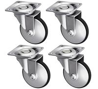 SOTECH Juego de 4 Ruedas para muebles LINDAU (Ø 50 mm, 30 kg de capacidad de carga por rueda, giratorias en 360 grados, con placa de montaje, gris plateado)