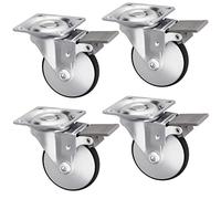 SOTECH Juego de 4 Ruedas para muebles LINDAU con freno (Ø 50 mm, capacidad de carga de 30 kg por rueda, giratoria en 360 grados, con placa de montaje, gris plateado)