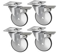 SOTECH Juego de 4 Ruedas para muebles LINDAU con freno (Ø 75 mm, capacidad de carga de 35 kg por rueda, giratorias 360 grados, con placa de montaje, gris plateado)