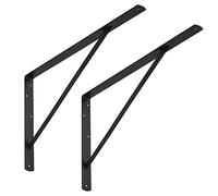 SOTECH Juego de 4 Soportes de estantería (600 x 375 x 40 mm, negro, con recubrimiento en polvo), Soporte de estantería con refuerzo transversal para estabilización