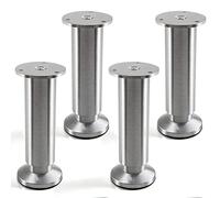 SOTECH Juego de 4 x Patas de Mueble Alpha Alto Ajustable Aluminio Cepillado Capacidad de Carga hasta 250 kg Alto: 150