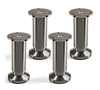 SOTECH Juego de 4 x Patas de Mueble Alpha Alto Ajustable Aspecto de Acero Fino Cepillado Capacidad de Carga hasta 250