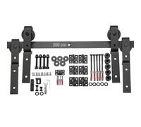 SOTECH Juego de herrajes plegables para puerta corredera, longitud 2 m, 4 ruedas, montaje lateral