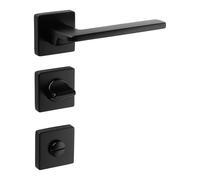 SOTECH Juego de manillas para puerta ADAMO II, negro mate, de forma angular, con rosetas de llave multicolor para puertas de interior, manilla de puerta, tirador, herraje de puerta,