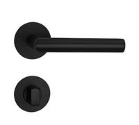 SOTECH Juego de manillería THORE baño (WC) acero inox SS304 negro (130x60 mm Ø 20 mm, espesores puerta 35-52mm, altura 3 mm, clip magnético) con material de fijación