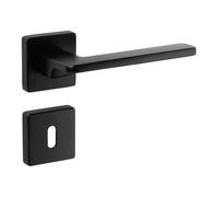 SOTECH Juego de tiradores de puerta ADAMO, negro mate, cuadrado con rosetas de púas para puertas de habitaciones, tirador de puerta, herraje para puerta, con material de fijación