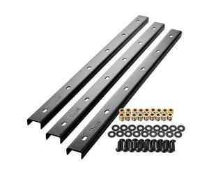 SOTECH Molduras de cumbrera 3 piezas en forma de U de acero negro 60 x 4 x 2 cm para tableros de mesa/incl. tornillos de fijación y casquillos para atornillar Perfil de refuerzo