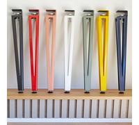 SOTECH Pata de mesa SOTECH en forma de F, altura 464 mm, cónica blanca ajustable de 70 a 40 mm con tornillos de apriete (sin taladrar) para mesa auxiliar, mesa de centro, banco