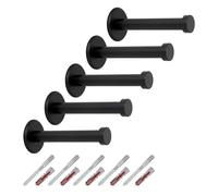 SOTECH Perchero de 5 piezas TALEA auténtico acero inoxidable macizo negro mate Ø 10/15 mm longitud 70 mm longitud total 73 mm con placa de gancho percha para chaquetas