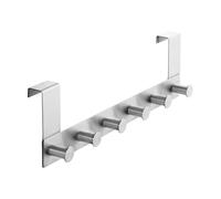 SOTECH Perchero de puerta LINEA I acero inoxidable mate cepillado | 380 x 110 mm, con 6 ganchos Percheros de con galce máx. 16 mm - ¡organización elegante para su hogar!