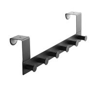 SOTECH Perchero de puerta LINEA II acero inoxidable negro mate | 380 x 110 mm, con 6 ganchos para puertas de 40 mm sin galce - ¡organización elegante para su hogar!