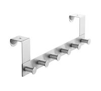 SOTECH Perchero para puerta LINEA II acero inoxidable cepillado mate | 380 x 110 mm, con 6 ganchos para puertas de 40 mm sin galce - ¡organización elegante para su hogar!