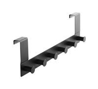 SOTECH Perchero para puertas LINEA I acero inoxidable negro mate | 380 x 110 mm, con 6 ganchos Percheros para con galce máx. 16 mm - ¡organización elegante para su hogar!