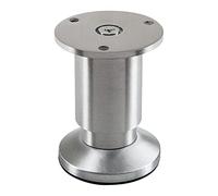SOTECH Pie Terra 80 mm Aluminio Cepillado Pie de Armario Regulable | en altura hasta máx. 15 mm, carga máx. 250 kg