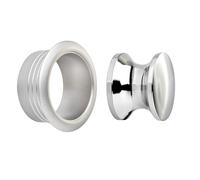 SOTECH Pomo Push-Lock Ø 23 mm aspecto acero inoxidable incl. roseta para puerta de 19 mm de grosor, tirador apto para cerradura de falleba, cerradura de superficie