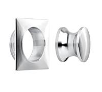 SOTECH Pomo Push-Lock Ø 23 mm cromo pulido incl. roseta cuadrada para puerta de 19 mm de grosor, tirador de mueble apto para cerradura de falleba, cerradura de superficie
