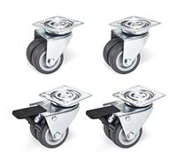 SOTECH Ruedas Giratorias ara Muebles Ø 50 mm - Capacidad de carga 400 Kg (2x Ruedas giratorias con freno + 2x Ruedas giratorias) 4 Ruedas que No Dejan Marcas de Alta Resistencia