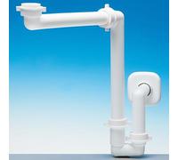 SOTECH Sifón ahorrador de espacio, 32-40 mm, blanco, sifón ahorrador de espacio, juego de desagüe para cocina y baño