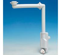 SOTECH Sifón ahorrador de espacio con abertura de inspección, 32-40 mm, blanco, sifón ahorrador de espacio, accesorio de desagüe para cocina y baño