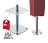 SOTECH Soporte para poste 160 x 160 x 250 mm rosca M24 acero galvanizado en caliente fijación al poste anclaje regulable en altura para atornillar resistente a la intemperie