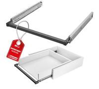 SOTECH VarioSlide Juego completo de rieles para cajones patentados KV2-100-H53-1150 EH 1150 mm hasta 100 kg con cierre con una mano anodizado negro para cajones sin frente de hasta 1200 mm de ancho