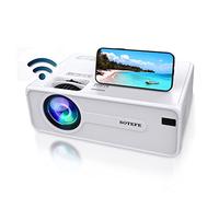 SOTEFE Proyector Bluetooth+WiFi Portátil- Mini proyector de vídeo Android 1080P Full HD Proyector Soporte 4K Descarga APP Película Online Home Proyector Teatro (Incluye pantalla de proyector+bolsa)
