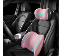 Sothuba Kit de almohada de apoyo lumbar y almohada para el cuello del coche, reposacabezas ergonómico para asiento de coche y cojín lumbar con correa ajustable para aliviar el dolor de cuello y
