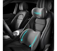 Sothuba Kit de almohada de apoyo lumbar y almohada para el cuello del coche, reposacabezas ergonómico para asiento de coche y cojín lumbar con correa ajustable para aliviar el dolor de cuello y