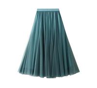 SotRong Falda tutú de tul para mujer, cintura alta, falda escalonada de malla para ballet, boda, fiestas, graduaciones, falda a la pantorrilla acampanada y plisada, Talla única