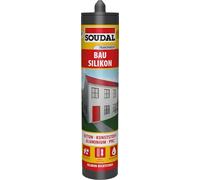 Soudal Sellador de juntas de silicona para construcción y ventanas, de clase premium, cartucho de 300 ml, color: gris