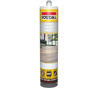 Soudal Sellador para parqué, 290 ml, color gris claro, masilla elástica para juntas de parquet y laminado, se puede pintar, sin silicona, para juntas de conexión y zócalos en interiores