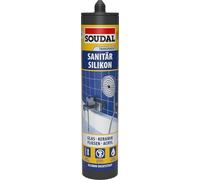 Soudal Silicona sanitaria para ducha y baño, 300 ml, cartucho, color blanco - Sellador de juntas de alta calidad para juntas en habitaciones húmedas, por ejemplo, juntas de conexión entre bañera