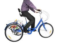 soudesileim Bicicleta plegable de 3 ruedas de 24 pulgadas, triciclo para adultos con cesta, 7 velocidades, ajuste del asiento altura 96,5 - 115 cm, freno delantero en V, frenos de estacionamiento