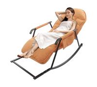 soudesileim Mecedora con bolsillo lateral y reposabrazos, 128 x 60 x 56 cm, respaldo ajustable en 5 niveles, reposapiés de 3 niveles, capacidad de carga de 200 kg, mecedora, silla de relax (naranja)