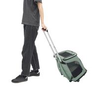 soudesileim Mochila plegable para perros 2 en 1, con ruedas, hasta 9 kg de gato y 7,5 kg de perro, tamaño de la mochila 34 x 28 x 44 cm, mochila para gatos transpirable (verde)