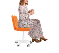 soudesileim Silla de tocador con ruedas, orejas de conejo, forro polar, altura regulable 65-75 cm, capacidad de carga superior a 90 kg, silla de escritorio, silla de oficina, silla giratoria (naranja)