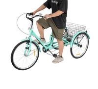 soudesileim Triciclo para adultos, 26 pulgadas, 7 marchas, 3 ruedas, bicicleta para adultos, con cesta de la compra, campana, altura ajustable, triciclo, capacidad de carga de 120 kg (verde)