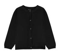 Soudittur Cárdigan Clásico para Niña Uniforme Escolar Algodón Chaqueta de Punto para Niña Manga Larga Suéter Cárdigan Ligero (FR/ES, Edad, 6 años, 7 años, Regular, Negro)