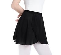 Soudittur Falda de Abrigo la Ballet Danza Pull On Gasa Falda de Baile con Cintura Elástica para Niña Mujer (S, Negro)
