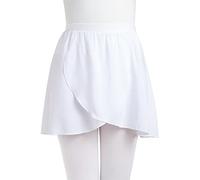 Soudittur Falda de Abrigo la Ballet Danza Pull On Gasa Falda de Baile con Cintura Elástica para Niña Mujer (S, Blanco)