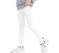 Soudittur Leggings de Algodón Pantalones Largos Deportivos para Niñas (FR/ES, Números, 152, 158, Blanco)