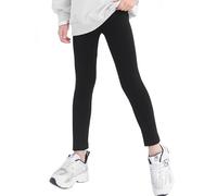 Soudittur Leggings de Algodón Pantalones Largos Deportivos para Niñas (FR/ES, Números, 152, 158, Negro)